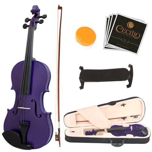 Mendini By Cecilio Violin For Beginners, Kids & Adults - Beginner Kit For Student w/Hard Case, Rosin, Bow - Starter Violins, Wooden Stringed Musical Instruments