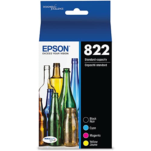 EPSON 822 DURABrite Ultra Ink Standard Capacity Black & Color Cartridge Combo Pack (T822120-BCS) Works with WorkForce Pro WF-3820, WF-3823, WF-4820, WF-4830, WF-4833, WF-4834