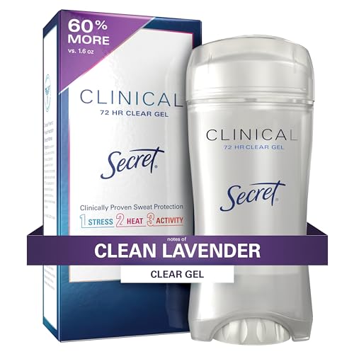Secret Clinical Strength Antiperspirant Deodorant for Women Clean Lavender Scent Clear Gel 2.6 Oz