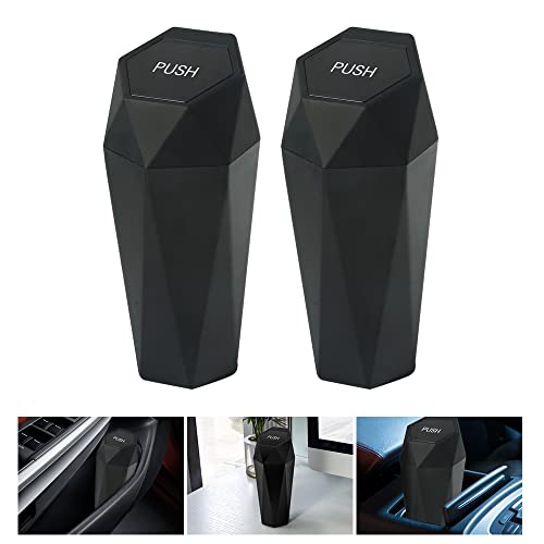 Car Trash Can with Lid,Car Cup Holder Trash Can,Leakproof New Car Dustbin Diamond Design,Garbage Bin Mini Trashcan for Car, Vehicle Waste Holder Organizer for Car,Home, Office, Kitchen, Bedroom (2)