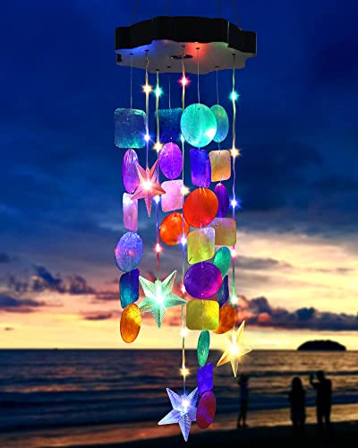 Toodour Solar Decorative Lights Outdoor, Colorful Shells Lights Gifts for Mom Grandma Women Wife Girls, Solar Wind Chimes Outside Decorative Mobile Lights for Holiday Garden Porch Yard Window Decor
