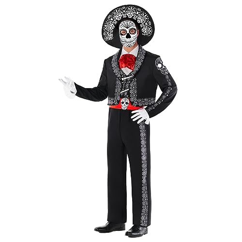 Morph - Day Of The Dead Costume For Men - Mariachi Outfit Men Day Of The Dead Costume - Dia De Los Muertos Costume For Men Day Of The Dead Mariachi L