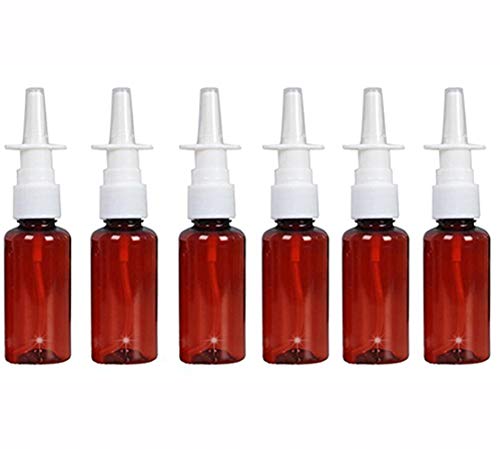 12Pcs Empty Amber Plastic Fine Mist Sprayers Atomizers Nasal Spray Bottle For ​​Saline Water Injection Makeup Water Perfume Storage Container size 30ml/1oz