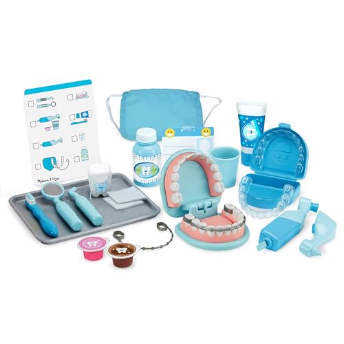 Melissa & Doug Super Smile Dentist Kit With Pretend Play Set of Teeth And Dental Accessories (25 Toy Pieces) - Pretend Dentist Play Set, Dentist Toy, Dentist Kit For Kids Ages 3+