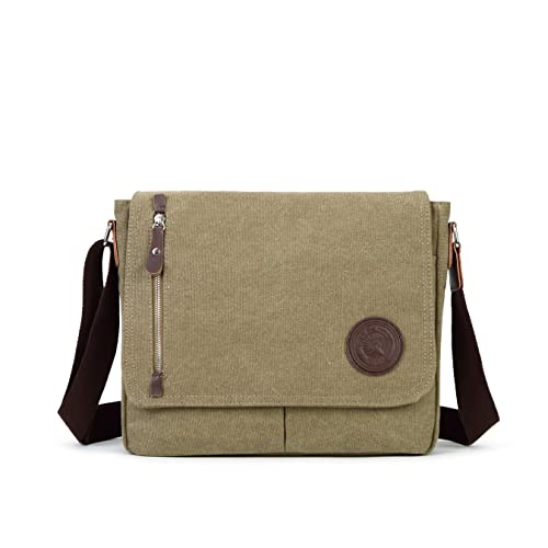 Sechunk Canvas Small Messenger Bag Shoulder bag Cross body bag for men boy (Army Green)