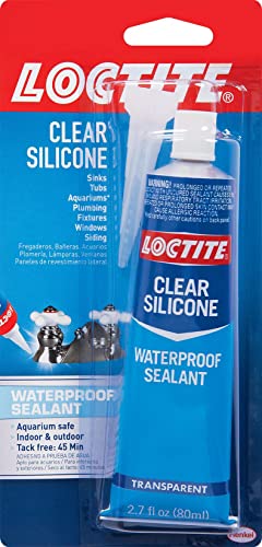 Loctite Clear Silicone Sealant, 2.7 fl oz, 1 Pack - 100% Waterproof Sealant for Glass, Ceramic, Wood, Plastic & More