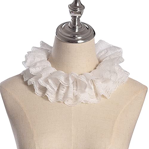 Vintage Lace Ruffled Multi-layer Detachable Collar Victorian Edwardian White Costume Neck Collar Unisex