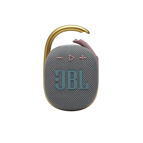 JBL Clip 4 - Portable Mini Bluetooth Speaker, big audio and punchy bass, integrated carabiner, IP67 waterproof and dustproof, 10 hours of playtime, speaker for home, outdoor and travel (Grey)