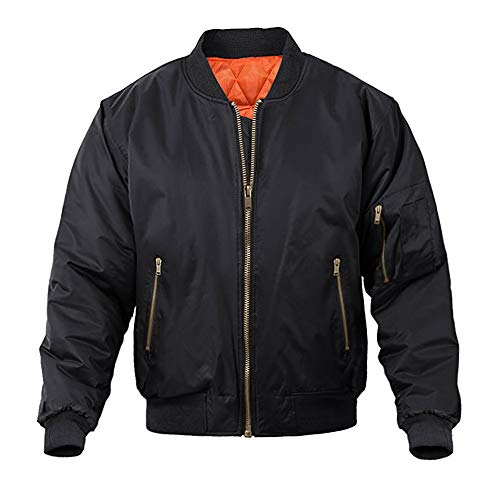 MAGNIVIT Men's Hip Hop Jacket Full Zip Station Bomber Jackets Coats with 3 Zipper Pockets