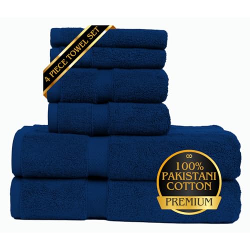 ZAPPLE Finest 6 Piece Towels Set 700GSM Premium Ultra Soft Towels Navy Blue 100% Pure Cotton 2 Bath Towels, 2 face Towels, 2 washcloths-Highly absorbant Fluffy Towel