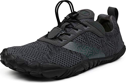 WHITIN Men's Trail Running Shoes Minimalist Barefoot Five Fingers Wide Toe Box Size 11 Gym Workout Fitness Zero Drop Minimus Sneakers Grey 44