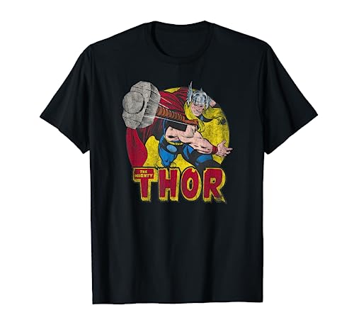 Marvel Avengers Vintage Comic Thor Mighty Hammer Throw T-Shirt