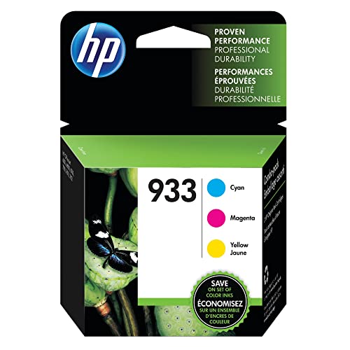 HP 933 Cyan, Magenta, Yellow Ink Cartridges| Works with HP OfficeJet 6100, 6600, 6700, 7110, 7510, 7610 Series | N9H56FN, Combo 3-Pack