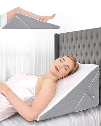 Forias Wedge Pillow for Sleeping 7-in-1 Foldable Bed Wedge Pillow for After Surgery 9 &12 Inch Adjustable Memory Foam Triangle Pillow Wedge for Acid Reflux Gerd Snoring Back Knee Pain