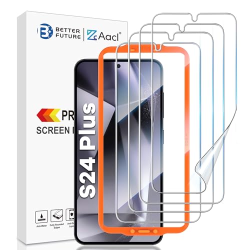 AACL [4-Pack] for Samsung Galaxy S24 Plus Screen Protector Film [Not Glass] Bubble free Galaxy S24 Plus 5G Hybrid Film [Fingerprint Compatible][7H Hybrid]