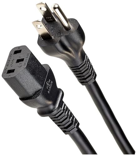 Amazon Basics Computer Monitor TV Replacement Power Cord, 6', Black