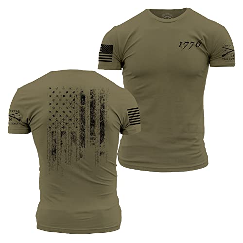 Grunt Style 1776 Flag Men's T-Shirt (Military Green, XLarge)