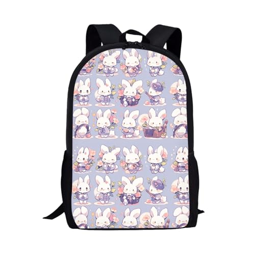 Ouhene Cute Rabbit Printed Theme Backpack ideal for 6~12yrs Girls Boys Kids Bookbags for Preschool,Kindergarten,Elementary School (color1)