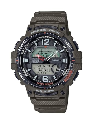 Casio Men's Fisher Timer Quartz Watch with Resin Strap, Green, 24.1 (Model: WSC-1250H-3AVCF)