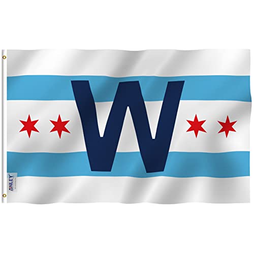 ANLEY Fly Breeze 3x5 Foot Chicago City Win Combo Flag - Vivid Color and Fade Proof - Canvas Header and Double Stitched - W Flags Polyester with Grommets 3 X 5 Ft