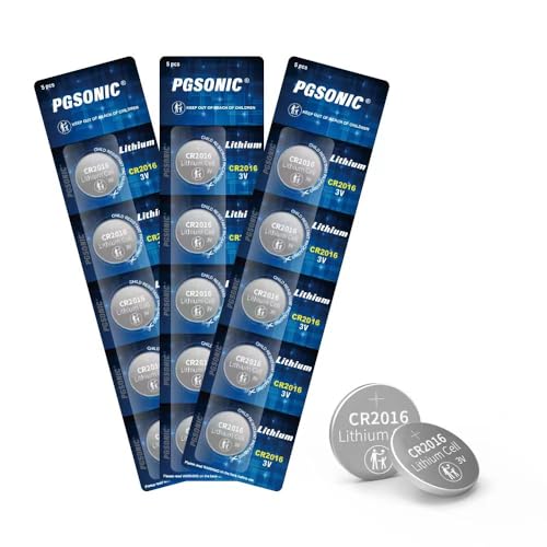 PGSONIC CR2016 3V Lithium Coin Battery (15-Pack), Powerful, Reliable and Leak-Free