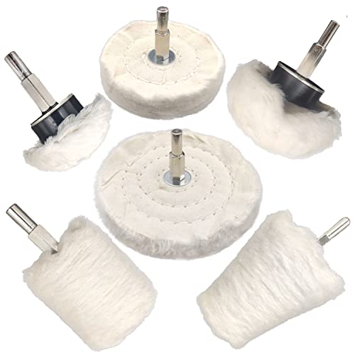 Tworider 6 pcs Buffing Wheel for Drill,Buffing Pad Polishing Wheel Kits,Wheel Shaped Polishing Tool for Metal Aluminum,Stainless Steel,Chrome,Jewelry,Wood,Plastic,Ceramic,Glass,etc