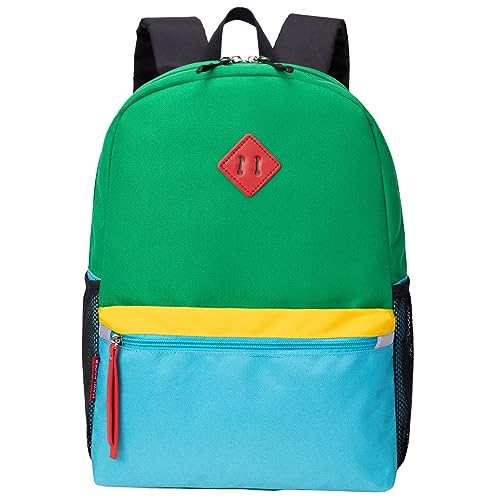 HawLander Little Kids Backpack for Boys Toddler School Bag Fits 3 to 6 years old, 15 inch, Green Blue