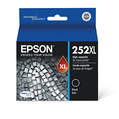 EPSON 252 DURABrite Ultra Ink High Capacity Black Cartridge (T252XL120-S) Works with WorkForce WF-3620, WF-3640, WF-7110, WF-7610, WF-7620, WF-7710, WF-7720, WF-7210