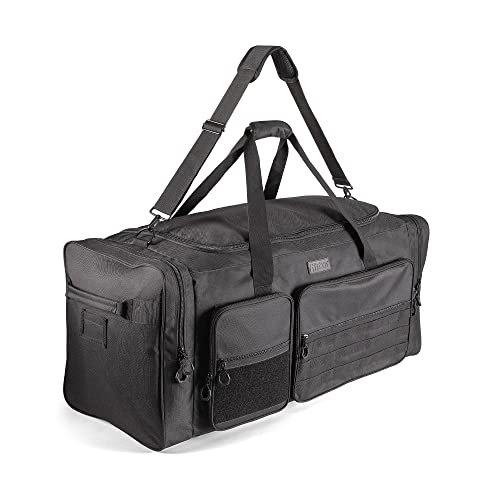 Fitdom 130L 36' Heavy Duty Extra Large Sports Gym Equipment Travel Duffle Bag W/Adjustable Shoulder Strap & 7 Compartments. Perfect for Soccer Baseball Basketball Hockey Football, Team Coaches & More