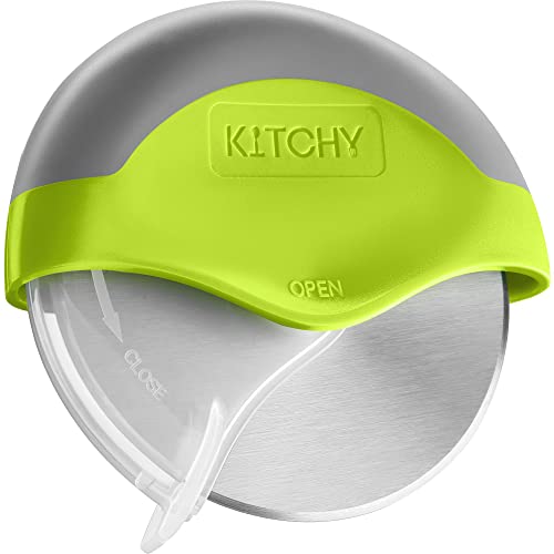 Kitchy Pizza Cutter Wheel with Protective Blade Cover, Ergonomic Pizza Slicer (Green)