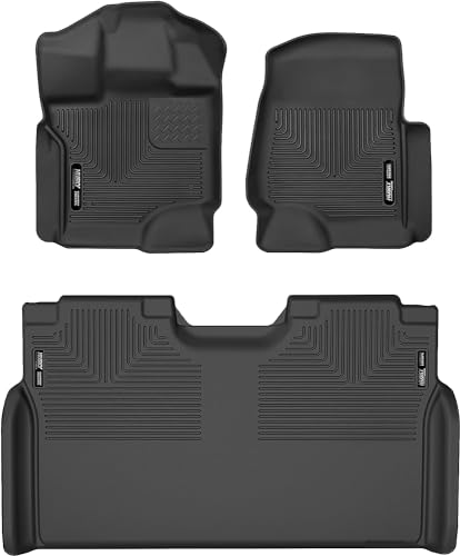 Husky Liners - Weatherbeater | Fits 2015 - 2024 Ford F-150 SuperCrew (includes 22 - 24 Lightning Models) w/o Fold Flat Storage - Front & 2nd Row Liner - Black, 3 pcs. | 94041