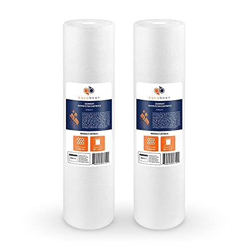 Aquaboon Whole House Water Filter Cartridge Replacement - 5 Micron Water Filter 20 x 4.5 Inch - Sediment Filter Polypropylene Compatible with Pentek DGD-5005-20, 155358-43, iSpring FP25B, 2 Pack