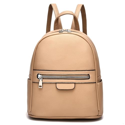 I IHAYNER Little Backpack Bag Small Size Purse Mini Backpack for Women Vegan Leather Mini Daypack Designer Travel Satchel Bags Khaki