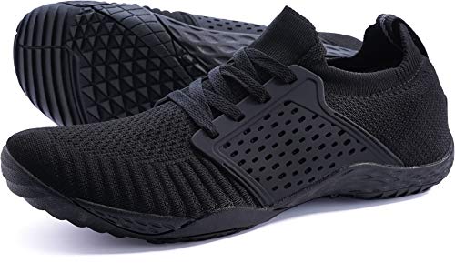 WHITIN Men's Trail Running Shoes Minimalist Barefoot Wide Width Size 11 Toe Box Gym Workout Fitness Low Zero Drop Sneakers Treadmill Free Black 44