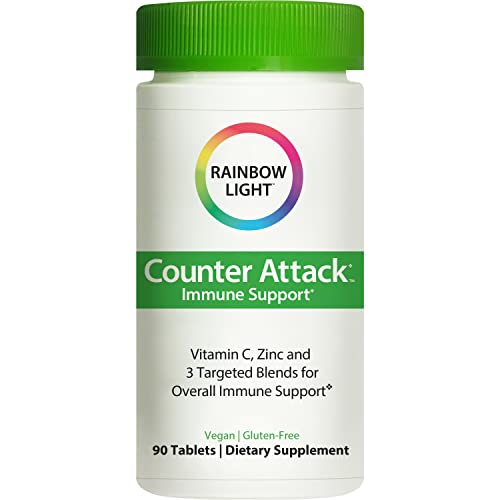 Rainbow Light Counter Attack Immune Support, Dietary Supplement Provides Immune Support, With Vitamin C, Zinc and 3 Targeted Herbal Blends, Vegan and Gluten Free, 90 Count