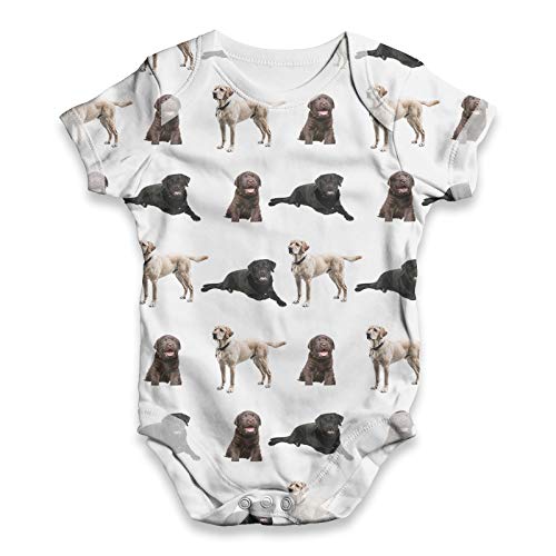 ALL-OVER PRINT Babygrow Baby Romper Labradors Pattern Baby Unisex ALL-OVER PRINT Baby Grow Bodysuit 6-12 Months White