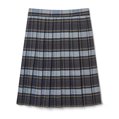 French Toast Big Girls' Plaid Pleated Skirt, Blue/Gold, 12