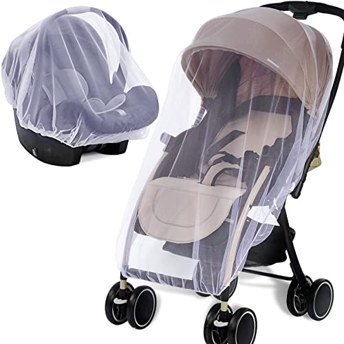 Mosquito Net for Stroller 2Pack - Protective Baby Stroller Mosquito Net - Perfect Bug Net for Strollers, Bassinets, Cradles, Playards, Pack N Plays and Portable Mini Crib (White)