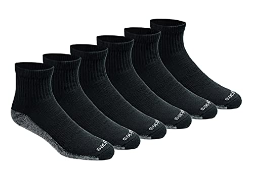 Dickies Men's Dri-Tech Moisture Control Quarter Socks (6, 12, 18, Black (6 Pairs), Large