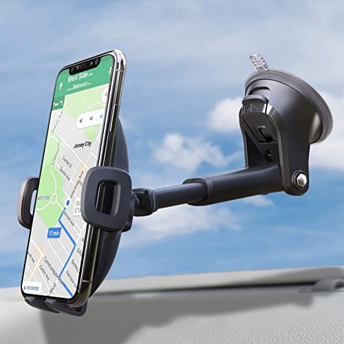 APPS2Car Suction Cup Phone Mount, Universal Phone Holders for Your Car Windshield/Dashboard/Window, Cell Phone Holder Car with Sticky Gel Pad, Compatible with iPhone, Samsung, All Cellphone
