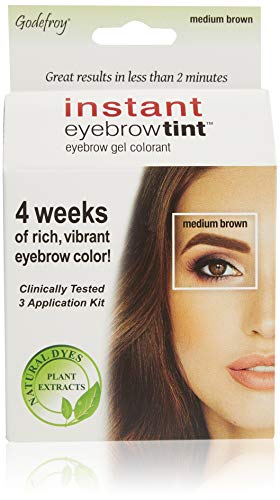 Godefroy Instant Eyebrow Color, Medium Brown, 0.18 ounces, 12-weeks of long lasting, 3-applications per kit, 3 Count (Pack of 1)