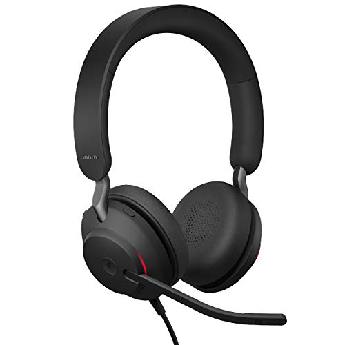 Jabra Evolve2 40 UC Wired Headphones, USB-A, Stereo, Black Telework Headset, Enhanced Comfort, Passive Noise Cancelling, UC Optimized (Renewed)