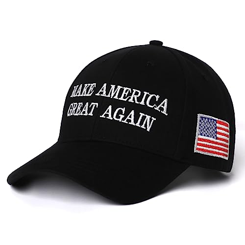 MAGA Hat Trump 2024,Embroidered Make America Great Again Donald Trump Slogan Hat and American Flag Adjustable Baseball Cap (MAGA and Flag Black)