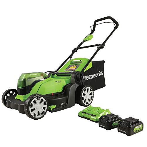 Greenworks 48V (2 x 24V) 17' Cordless (Push) Lawn Mower (125+ Compatible Tools), (2) 4.0Ah Batteries and Dual Port Rapid Charger Included
