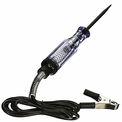 Test Light Automotive,Circuit Tester 6V-12V-24V,ABS Handle Material,Long Steel Probe Coating PU and Alligator Clip, for Continuity Voltage, for Sedan, SUV, RV, Truck (Black,1-Pack)