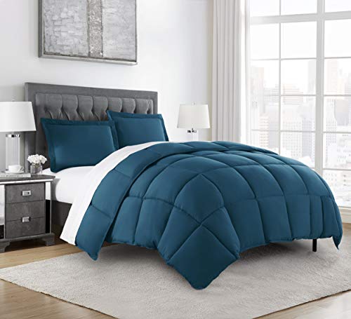 Chezmoi Collection 3-Piece Down Alternative Comforter Set - Lightweight All Seasons Luxurious Brushed Microfiber Comforter (King, Teal)
