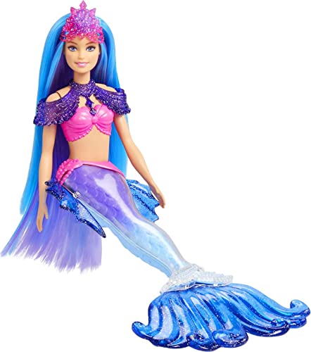 Barbie Mermaid Power Doll, 'Malibu' with Seahorse Pet and Accessories, Mermaid Toys with Interchangeable Fins