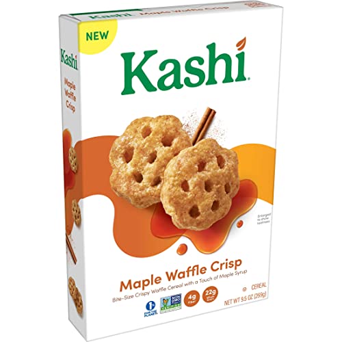 Kashi Cold Breakfast Cereal, Vegan, Made with Whole Grains, Maple Waffle Bites 9.5 Oz (Pack of 8)