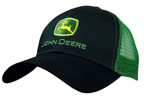 John Deere Embroidered Logo Mesh Back Baseball Hat - One-Size - Men's - Black