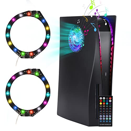 Face Plates with Fan Vents and RGB LED Light Strip for PS5 Disc Edition PS5 Cover Plates Faceplate Shockproof ABS Shell Case PS5 Lights 8 Colors 400 Effects 8 Color 400+Effects Decorative Ring Kit